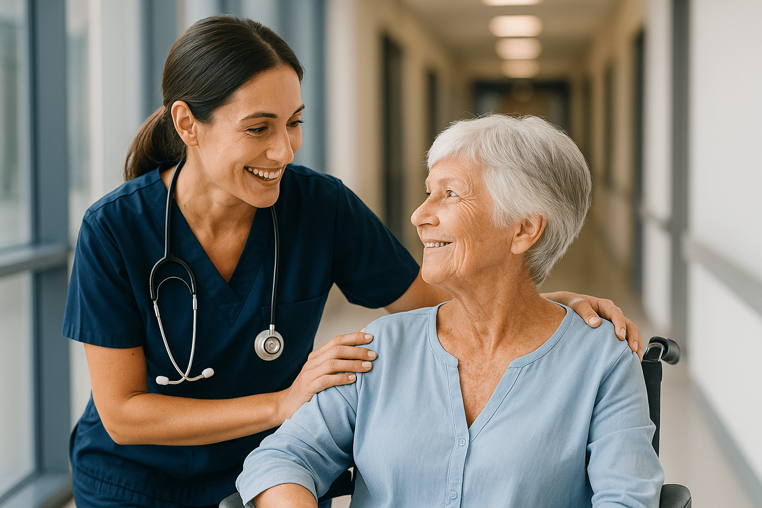 Ausländische Pflegekraft betreut Patientin in einem deutschen Krankenhaus.