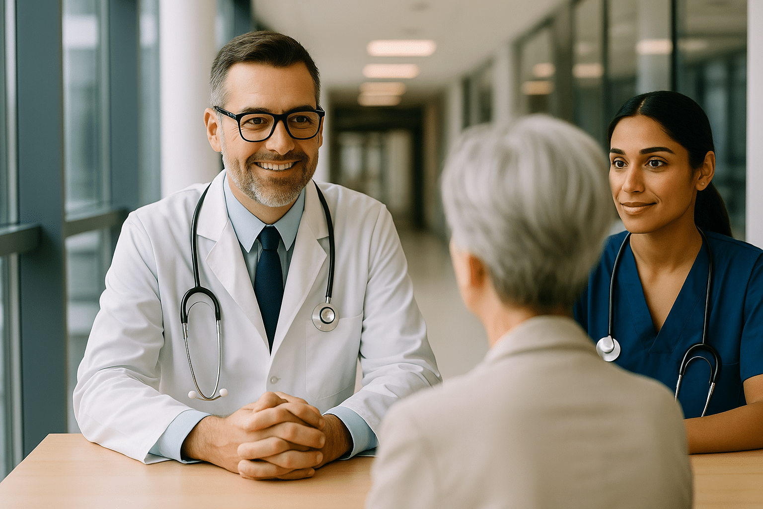 Ärzte im Gespräch mit Klinikleitung – Personalvermittlung für Ärzte in Deutschland.