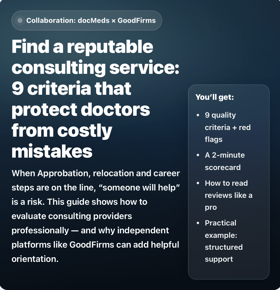 docMeds x GoodFirms — how to verify serious guidance providers